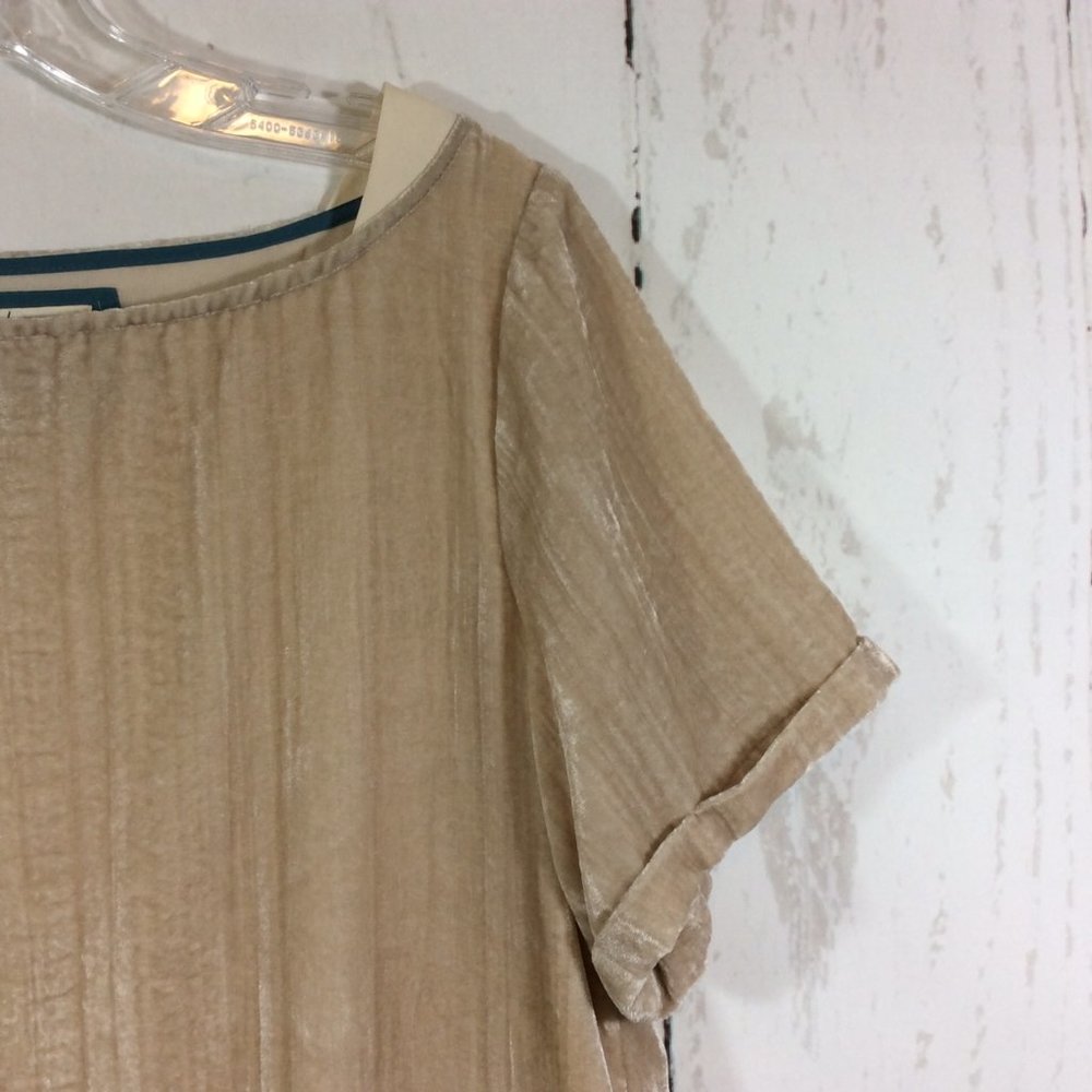 Anthropologie Floreat Crushed Champagne Velvet Shift Mini Dress Pockets Size S - Picture 5 of 16